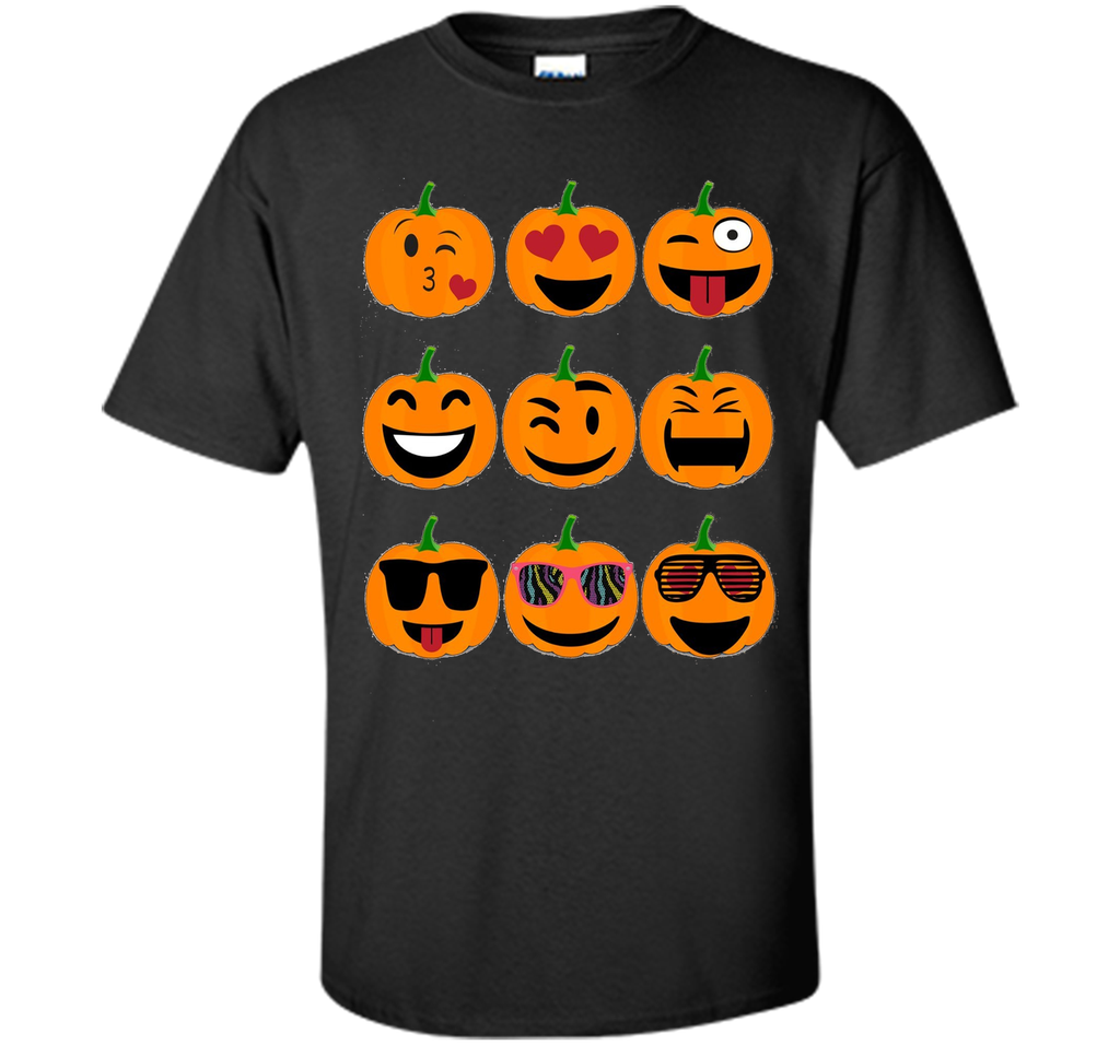 Emoji Pumpkin T shirt Funny Faces Halloween Thanksgiving