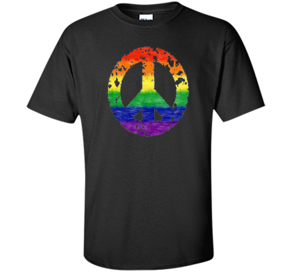 Groovy Rainbow Peace Sign Gay Pride Retro T-Shirt