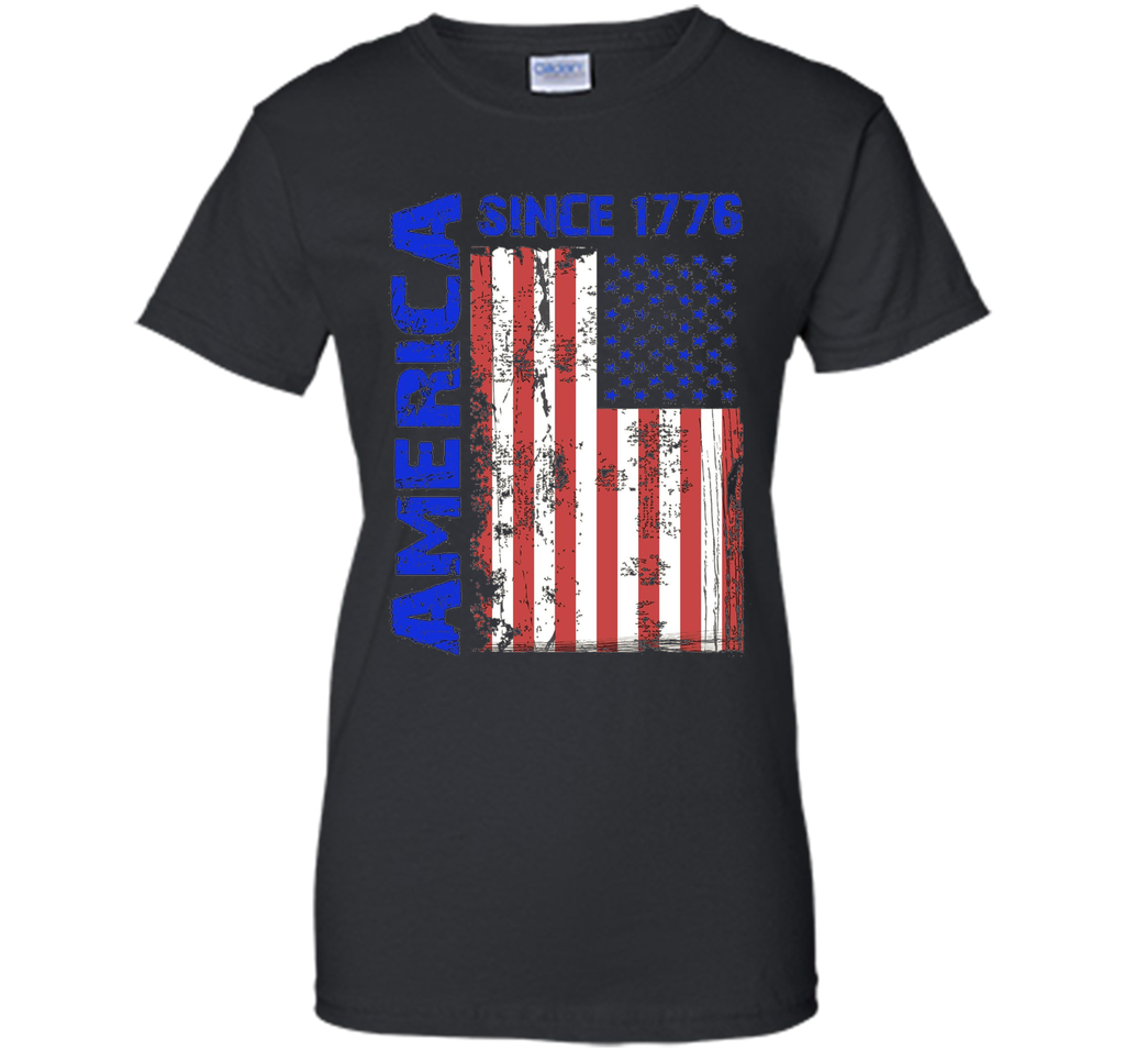 America Since 1776 Flag Tshirt Blue Red White Day 4th of Jul
