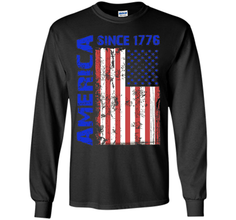 America Since 1776 Flag Tshirt Blue Red White Day 4th of Jul
