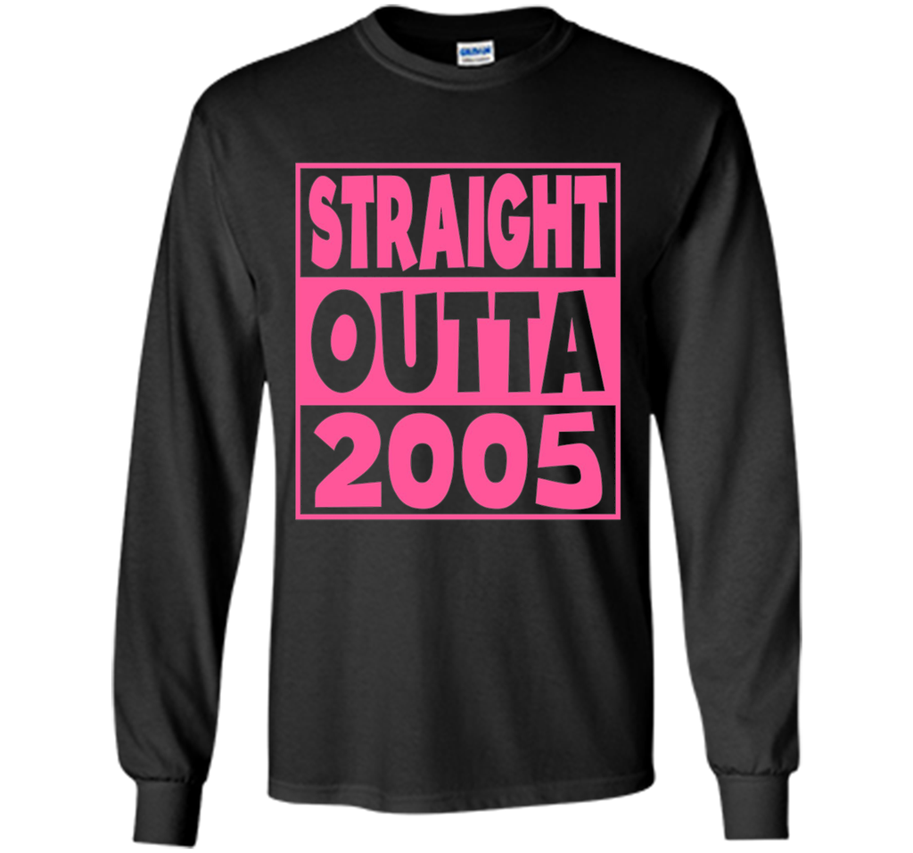 12th Birthday Gift T-Shirt Straight Outta 2005 Pink
