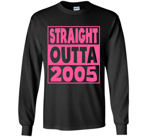 12th Birthday Gift T-Shirt Straight Outta 2005 Pink