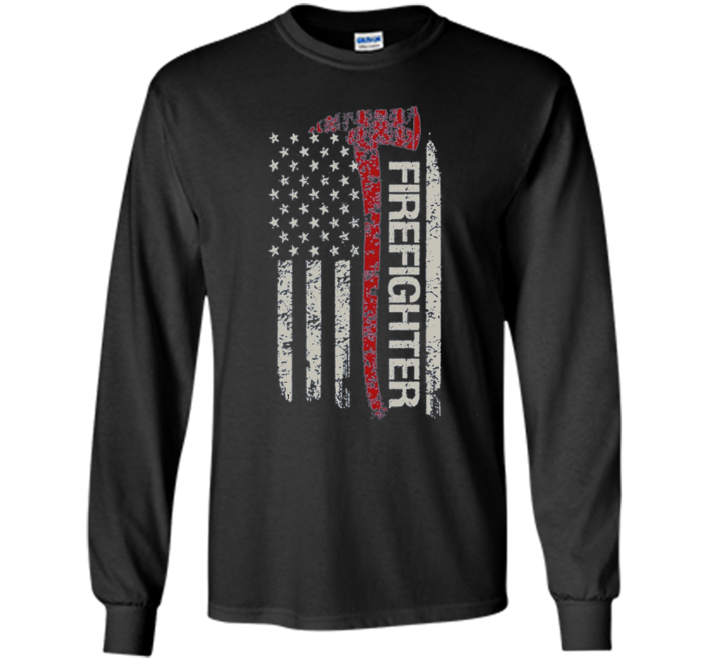 Thin Red Line Firefighter American Flag TShirt - Firefigh