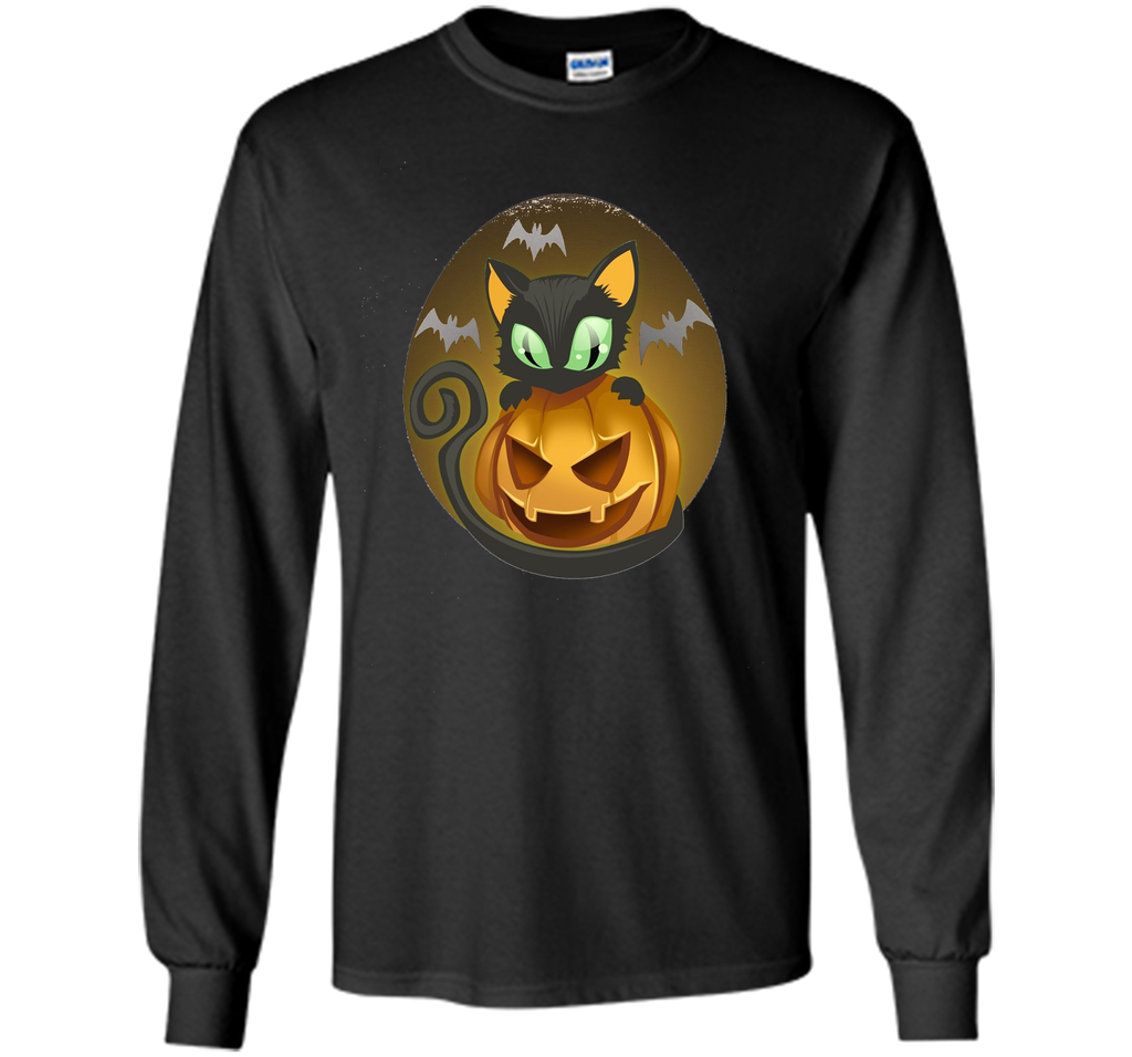 Bats, Black Cat, Pumpkin, Jack O Lantern Halloween T-Shirt