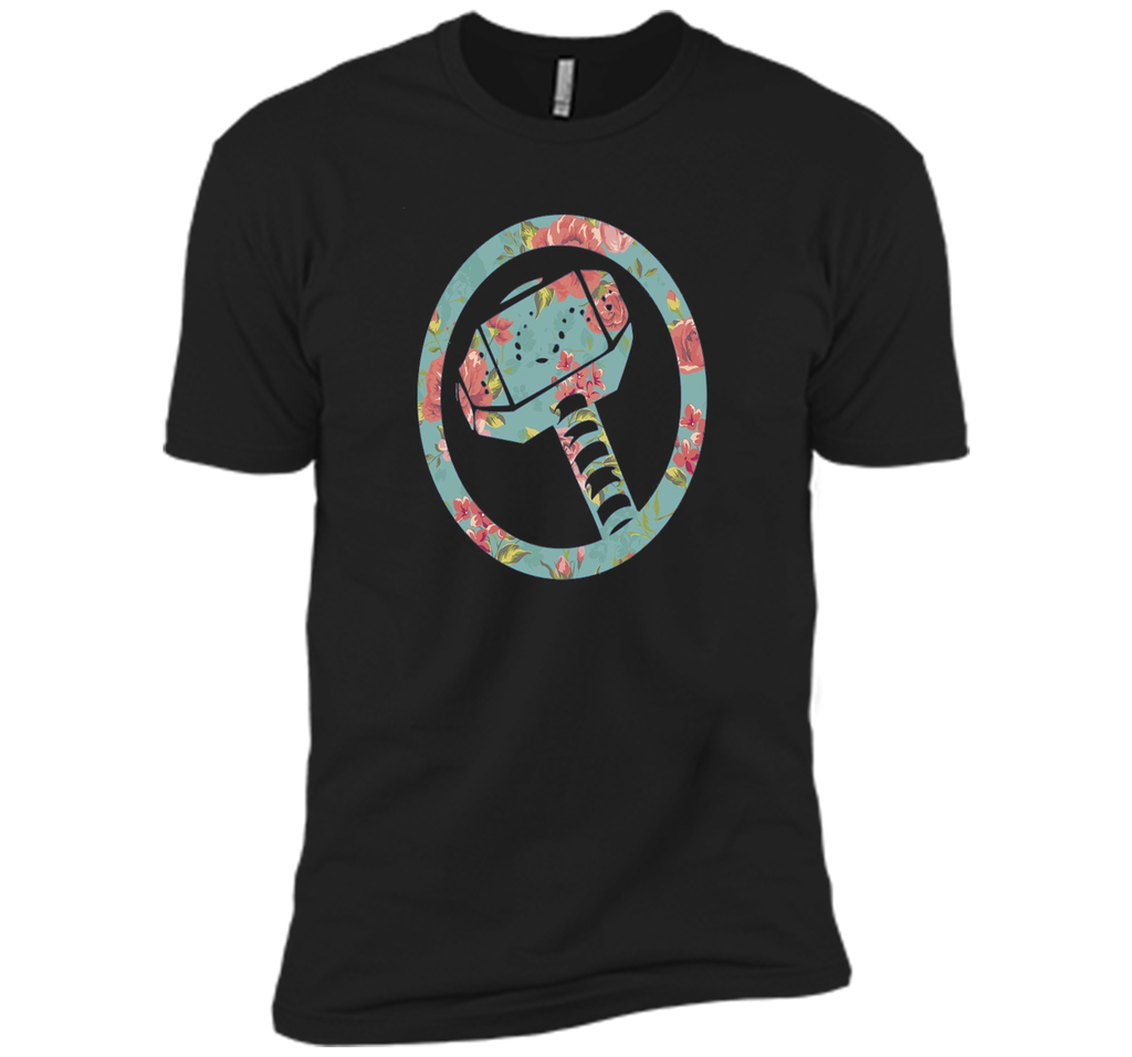 Thor Hammer Floral Print Graphic T-Shirt