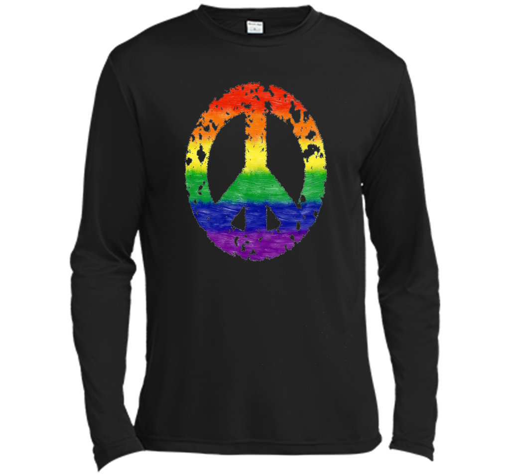 Groovy Rainbow Peace Sign Gay Pride Retro T-Shirt