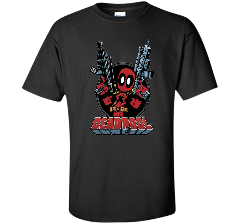Deadpool Cartoon Guns Graphic T-Shirt