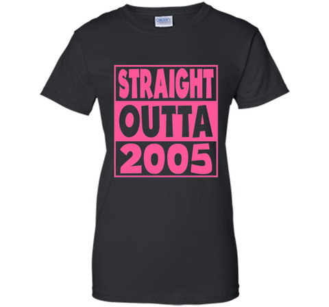 12th Birthday Gift T-Shirt Straight Outta 2005 Pink