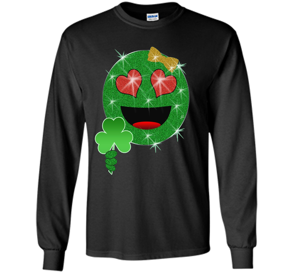 St. Patrick's Day Heart Eyes Emoji T-Shirt for Girls