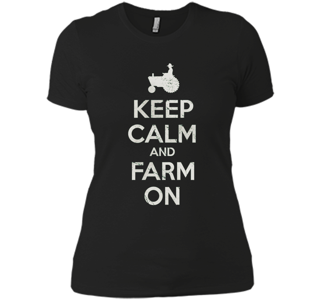 Retro Fade Keep Calm and Farm On T Shirt