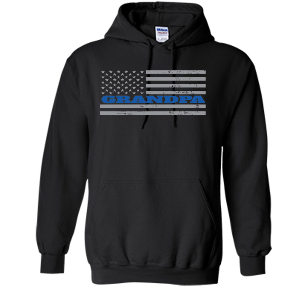 Mens Grandpa Blue Line American Flag Father's Day T-Shirt