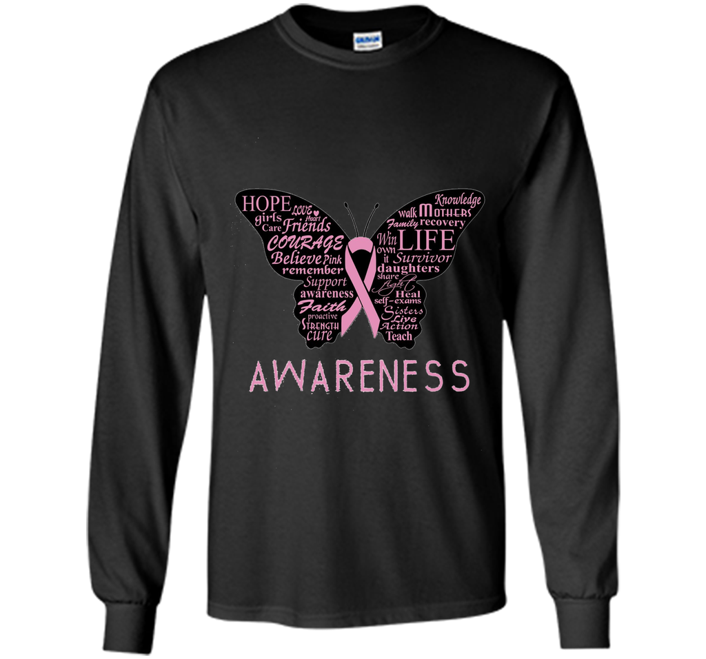 Pink Ribbon Butterfly Hope Breast Cancer Awareness T-Shirt