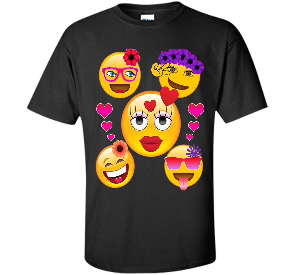 Cute Emoji Face Collage T-Shirt for Girls and Women