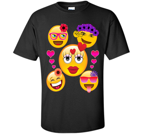 Cute Emoji Face Collage T-Shirt for Girls and Women