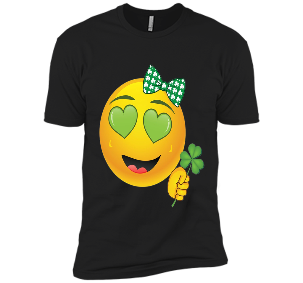 Emoji St Patricks Day Green Heart Eyes Bow Girls T-Shirt