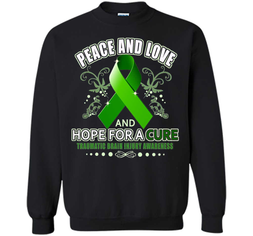 Peace Love And Hope Green - Traumatic Brain Injury Shirt
