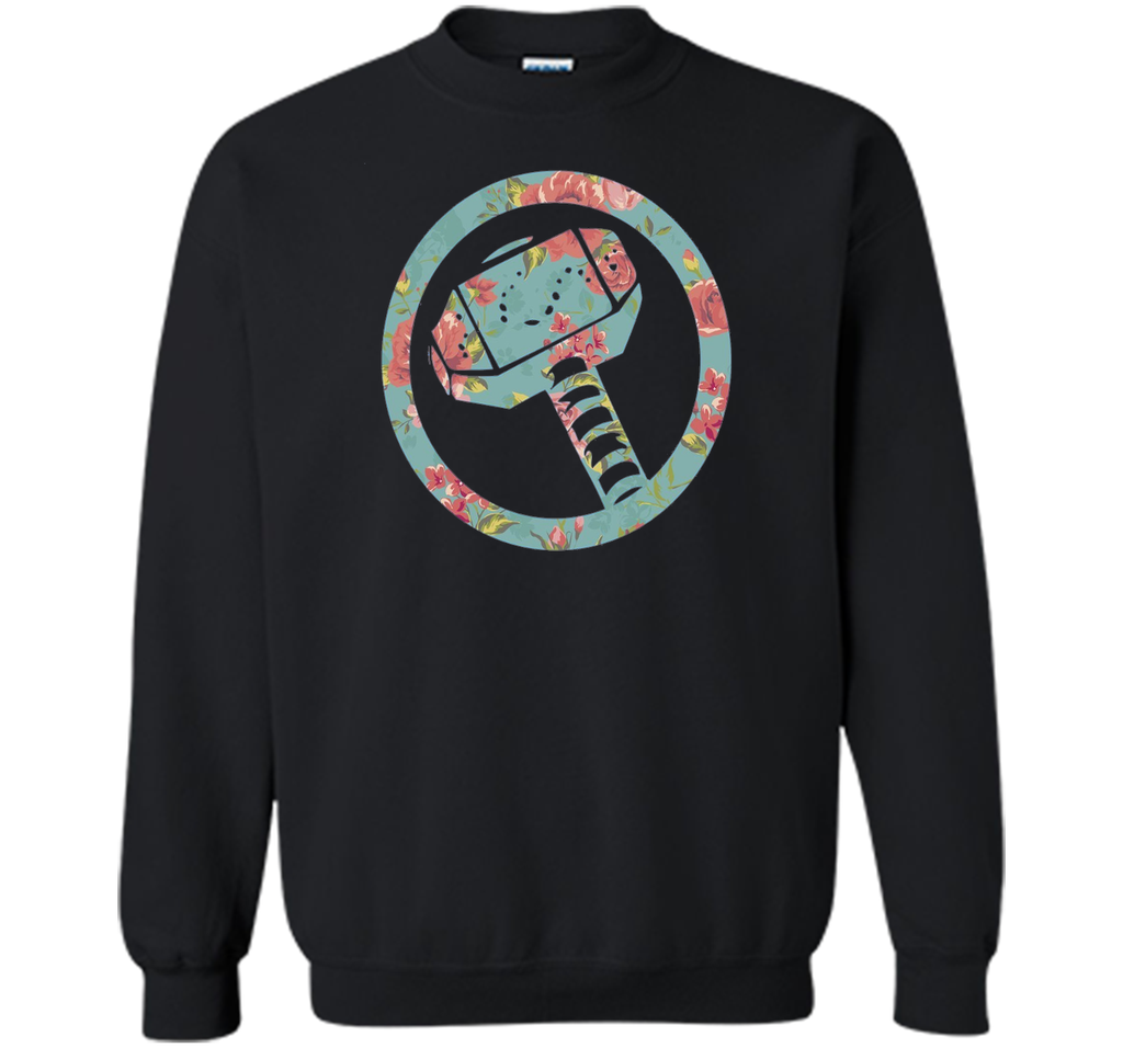 Thor Hammer Floral Print Graphic T-Shirt
