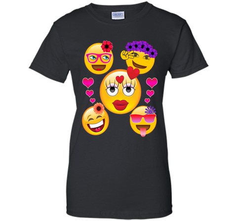 Cute Emoji Face Collage T-Shirt for Girls and Women