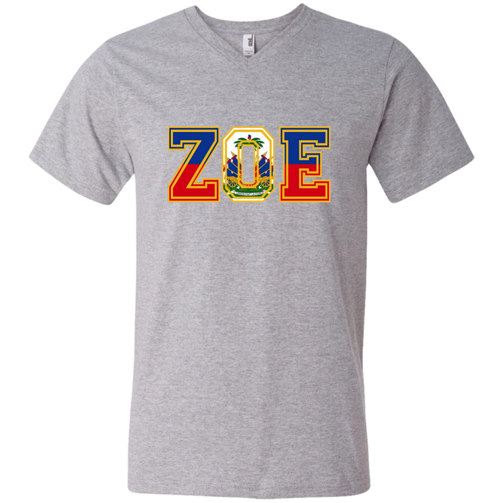 Haitian Zoe T-Shirt - Haitian pride for haitian flag day 982 Anvil Men's Printed V-Neck T-Shirt
