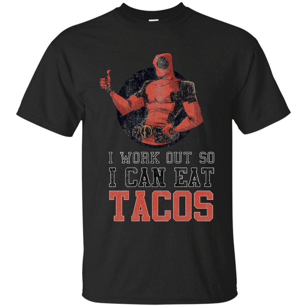 Marvel Deadpool Work Out Eat Tacos Graphic Custom Ultra Cotton T-Shirt