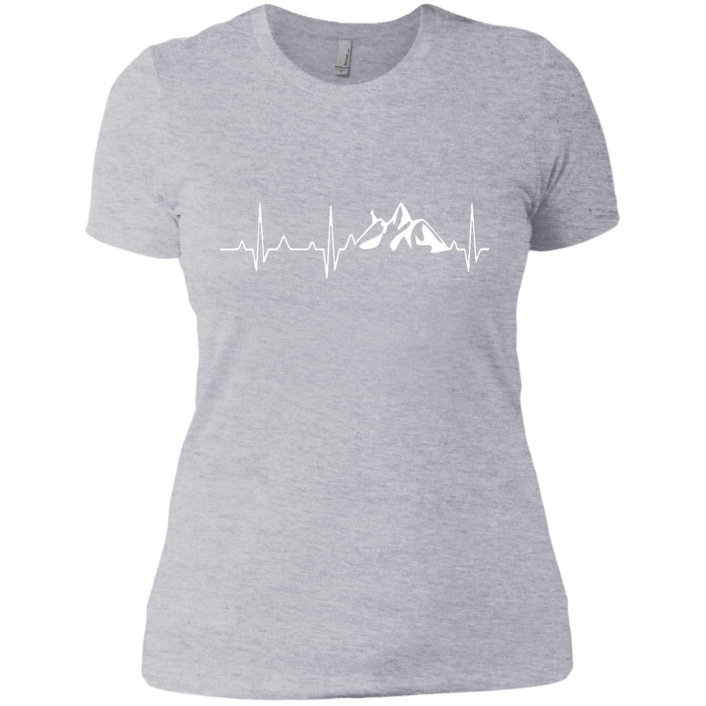 Hiking Heartbeat Mountain T-Shirt Next Level Ladies' Boyfriend Tee