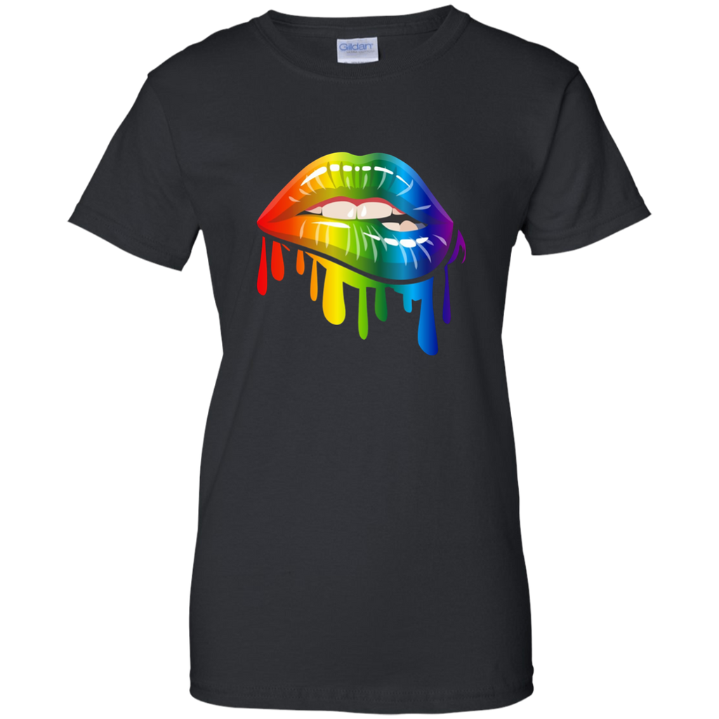 Lgbt Gay Homosexual Lesbian Rainbow Lips Pride T-Shirt G200L Gildan Ladies' 100% Cotton T-Shirt