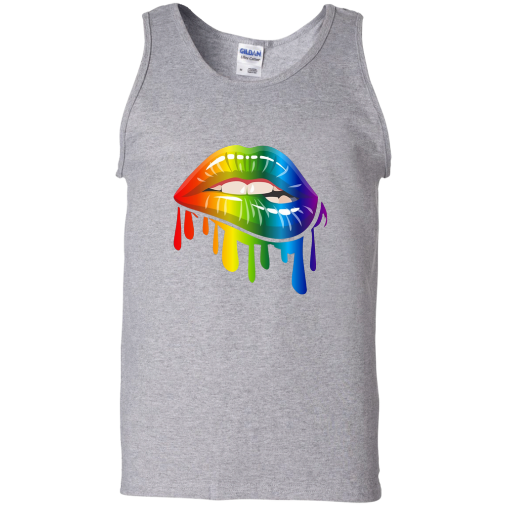 Lgbt Gay Homosexual Lesbian Rainbow Lips Pride T-Shirt G220 Gildan 100% Cotton Tank Top