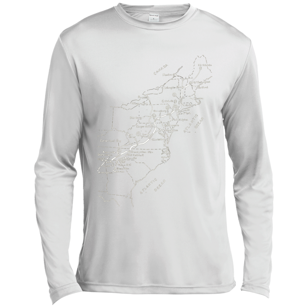 Appalachian Trail Hand-drawn Map Vintage Look T-Shirt ST350LS Spor-Tek LS Moisture Absorbing T-Shirt