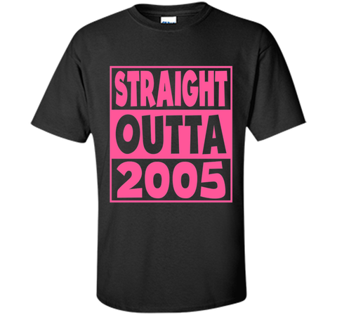 12th Birthday Gift T-Shirt Straight Outta 2005 Pink