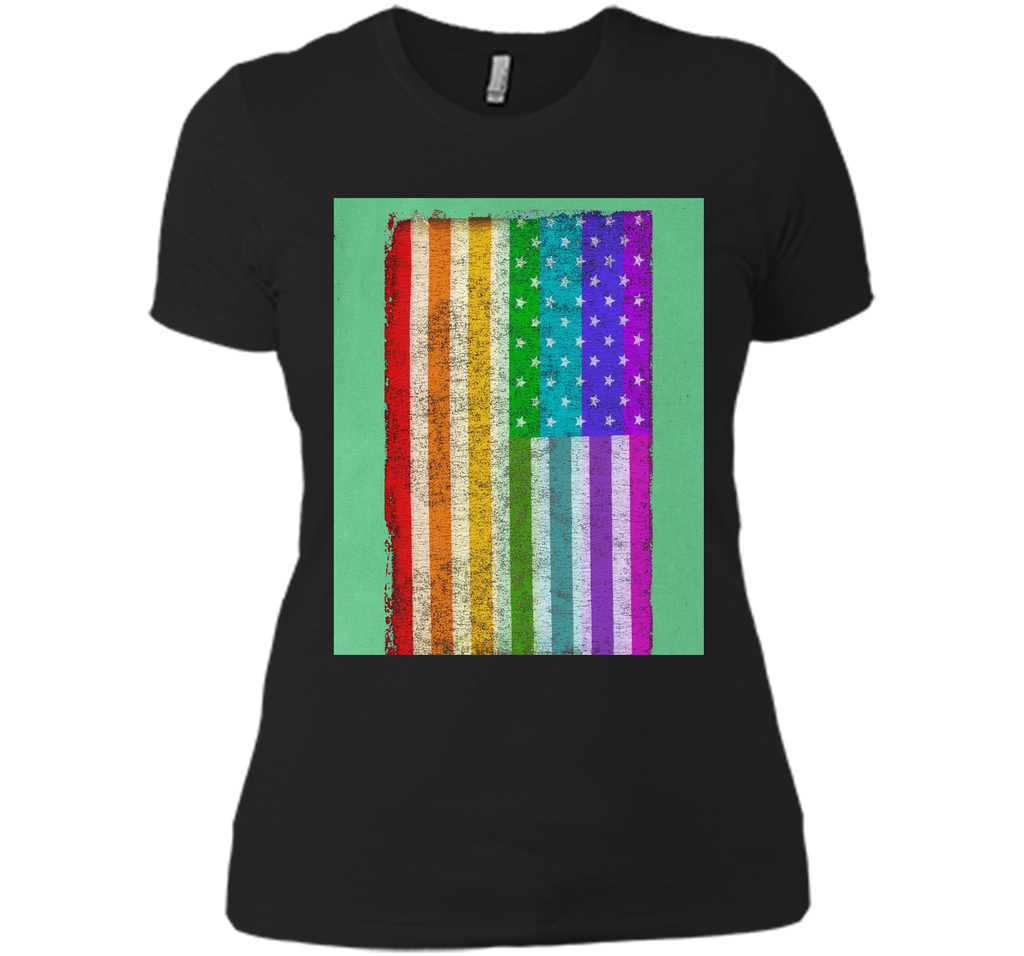 Distressed US United States Rainbow Flag LGBT T-Shirt