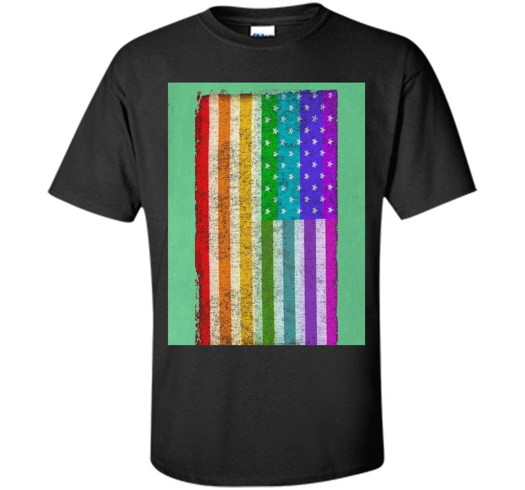 Distressed US United States Rainbow Flag LGBT T-Shirt