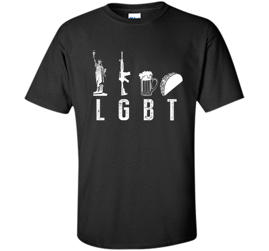 Liberty Gun Beer Funny T-shirt America - LGBT