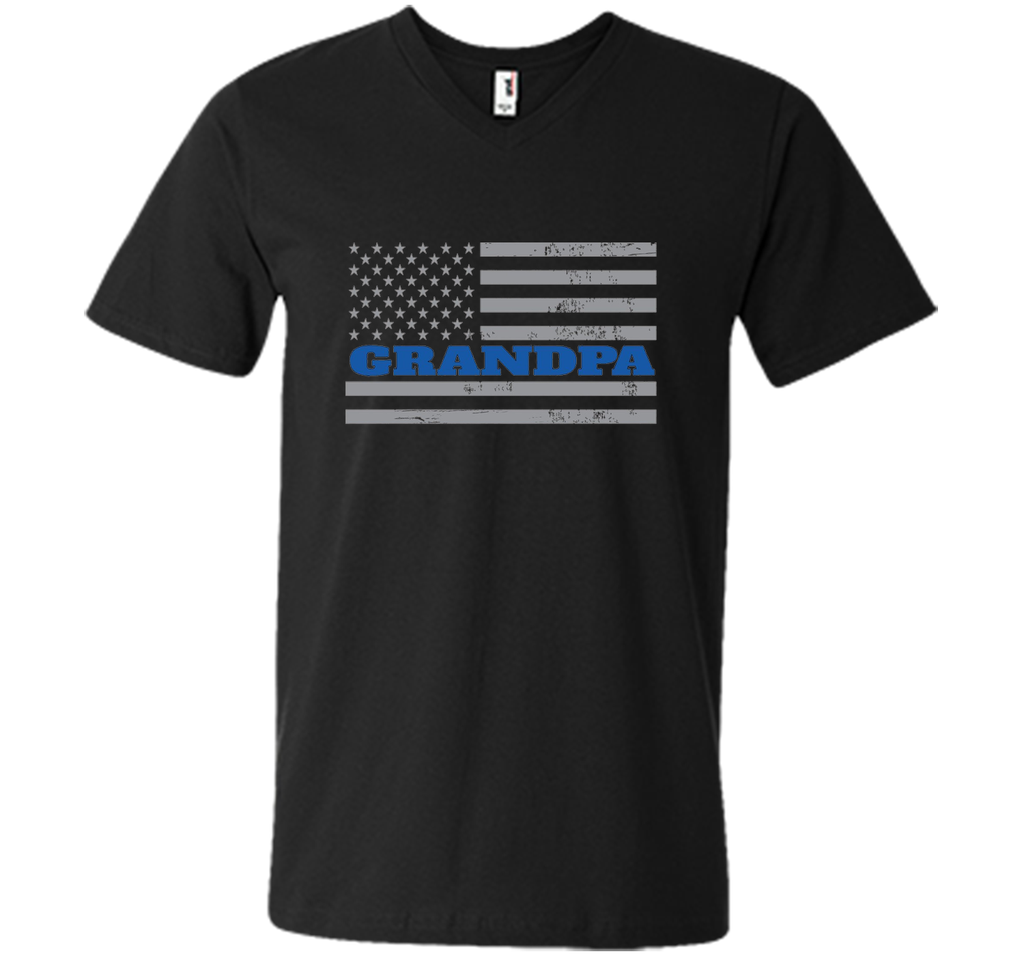 Mens Grandpa Blue Line American Flag Father's Day T-Shirt