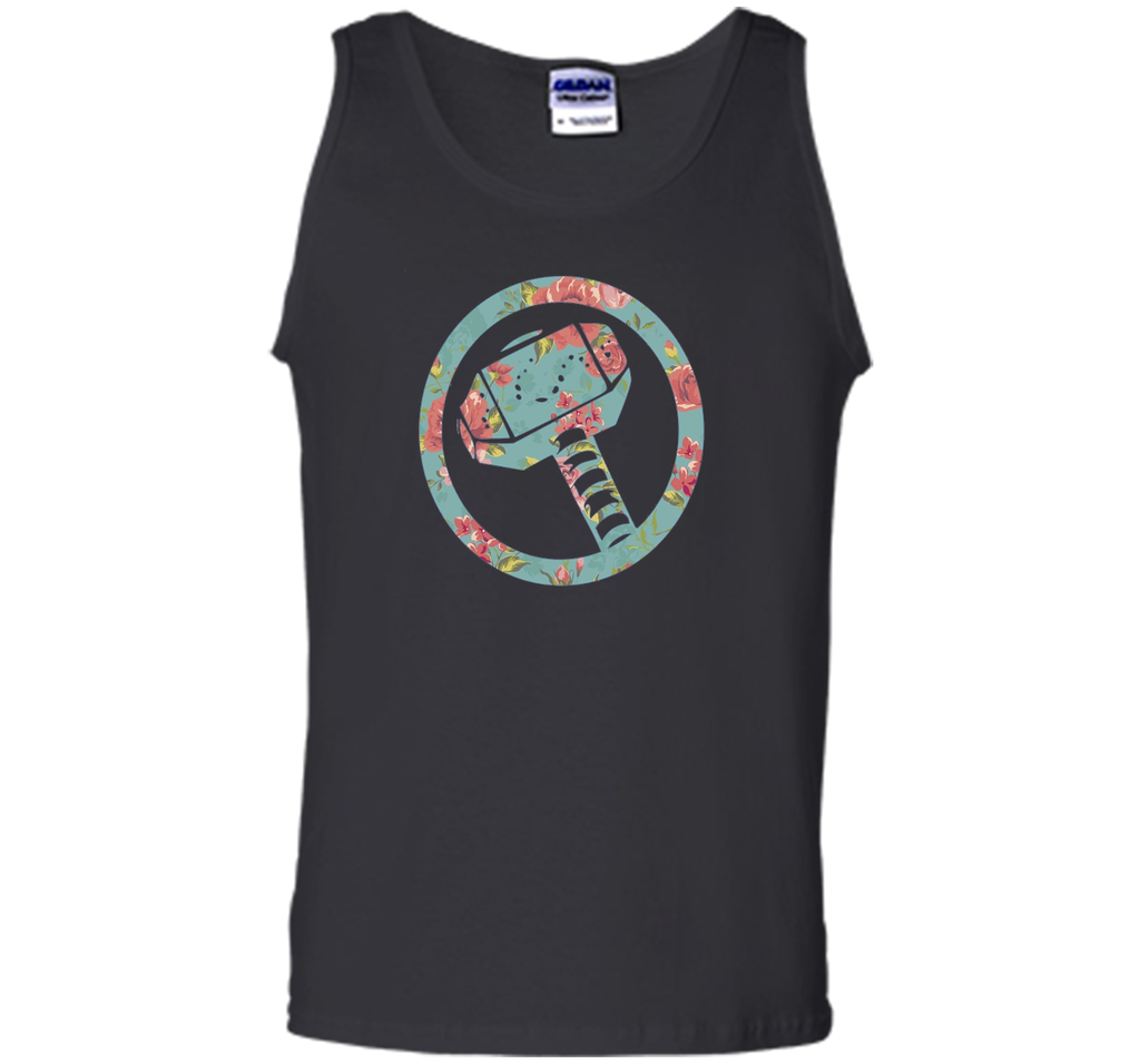 Thor Hammer Floral Print Graphic T-Shirt