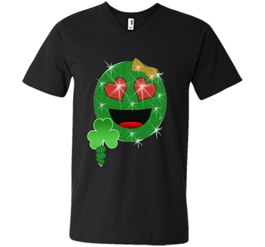 St. Patrick's Day Heart Eyes Emoji T-Shirt for Girls