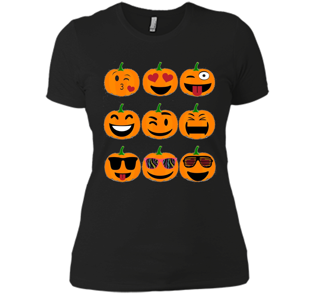 Emoji Pumpkin T shirt Funny Faces Halloween Thanksgiving