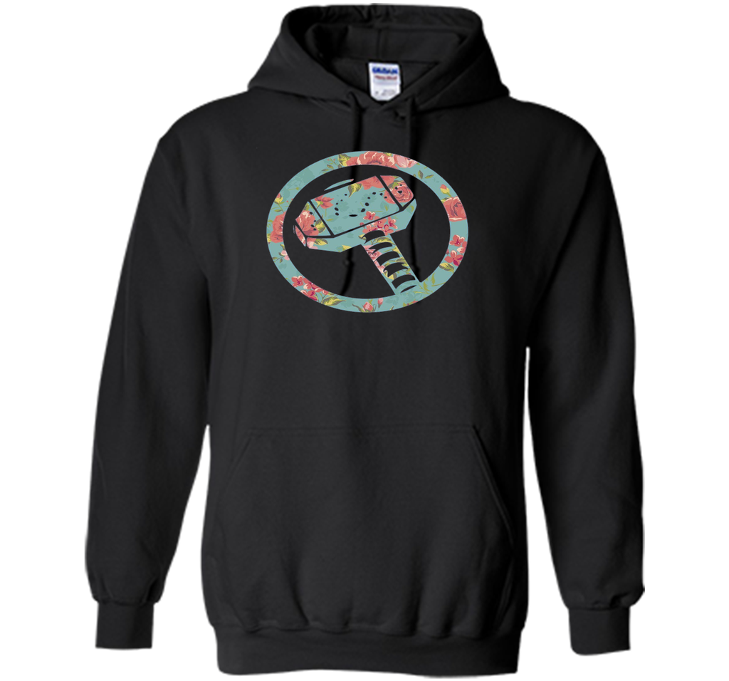 Thor Hammer Floral Print Graphic T-Shirt