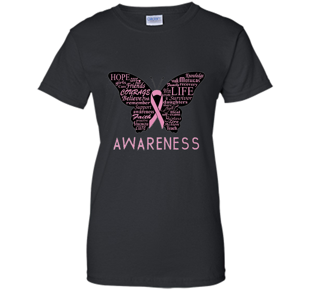 Pink Ribbon Butterfly Hope Breast Cancer Awareness T-Shirt