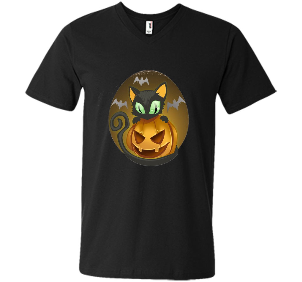 Bats, Black Cat, Pumpkin, Jack O Lantern Halloween T-Shirt