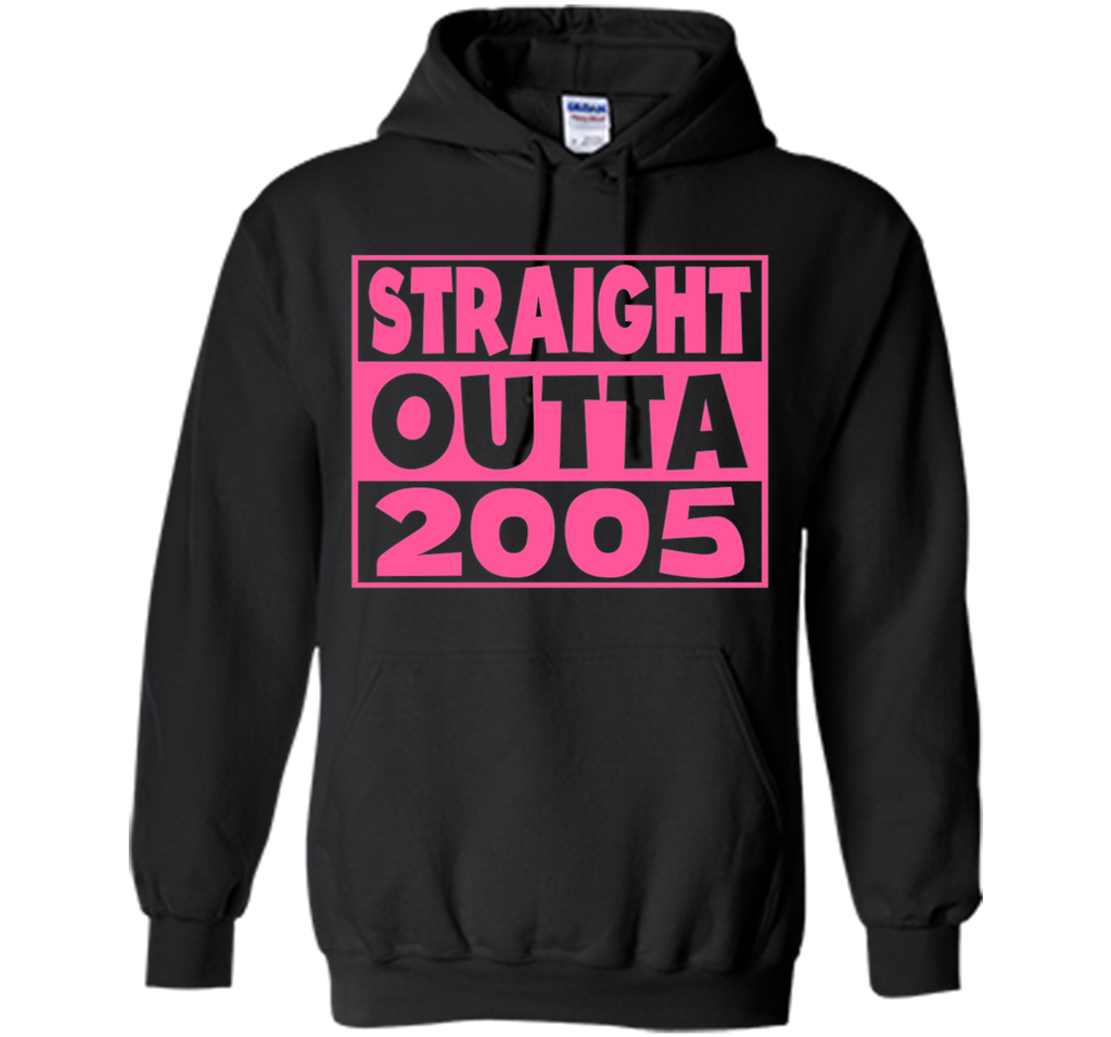 12th Birthday Gift T-Shirt Straight Outta 2005 Pink