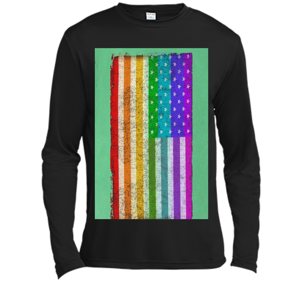 Distressed US United States Rainbow Flag LGBT T-Shirt