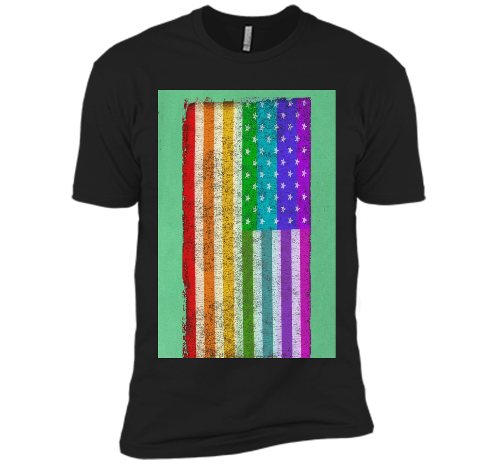 Distressed US United States Rainbow Flag LGBT T-Shirt