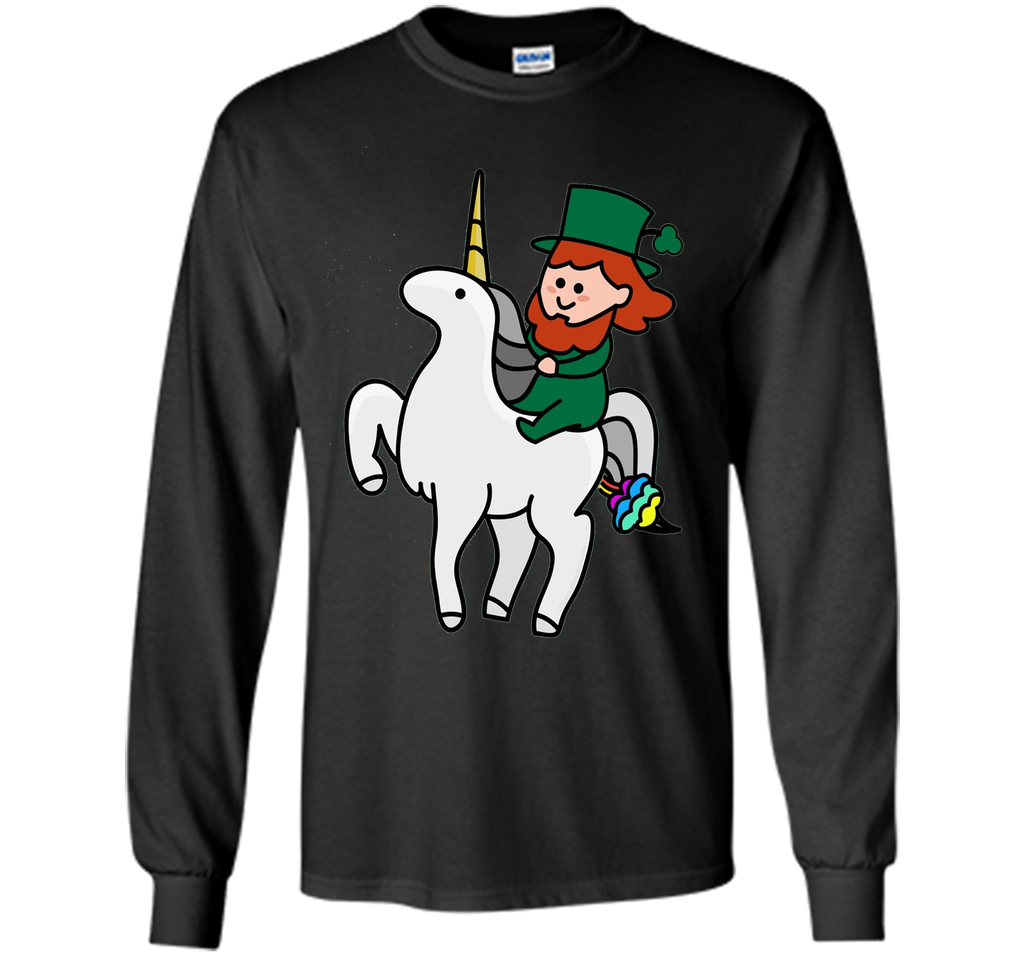 Funny St Patrick's Day Shirt - Leprechaun Riding a Unicorn