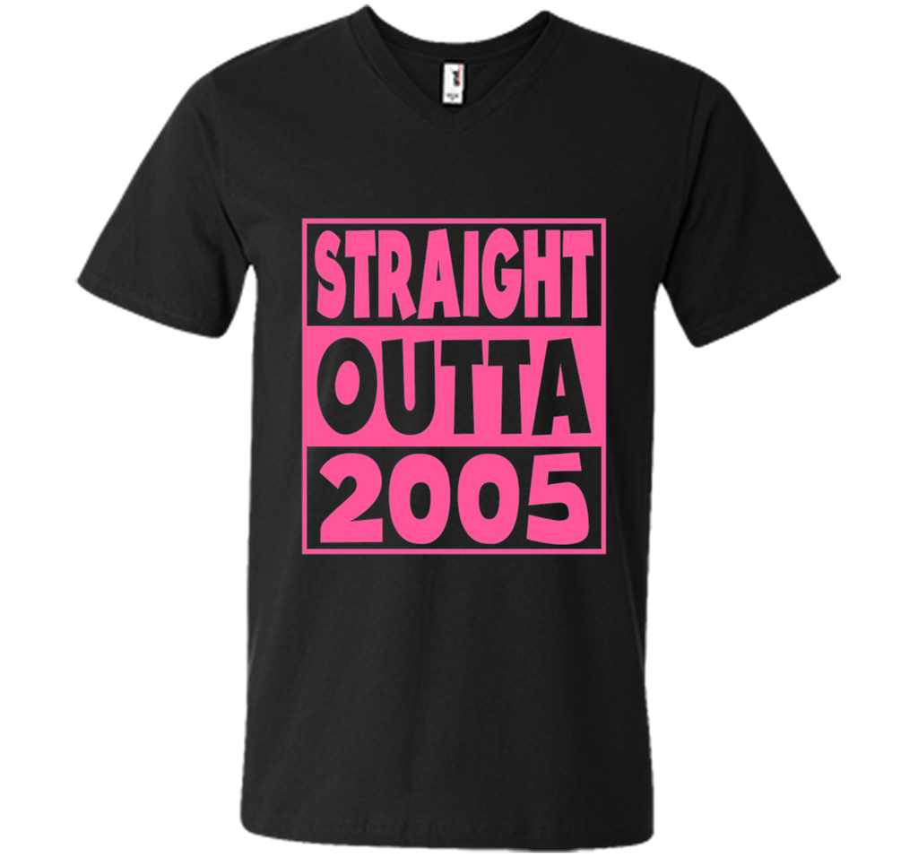 12th Birthday Gift T-Shirt Straight Outta 2005 Pink