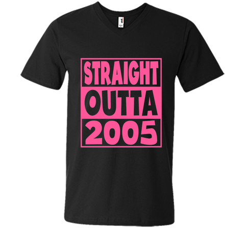 12th Birthday Gift T-Shirt Straight Outta 2005 Pink