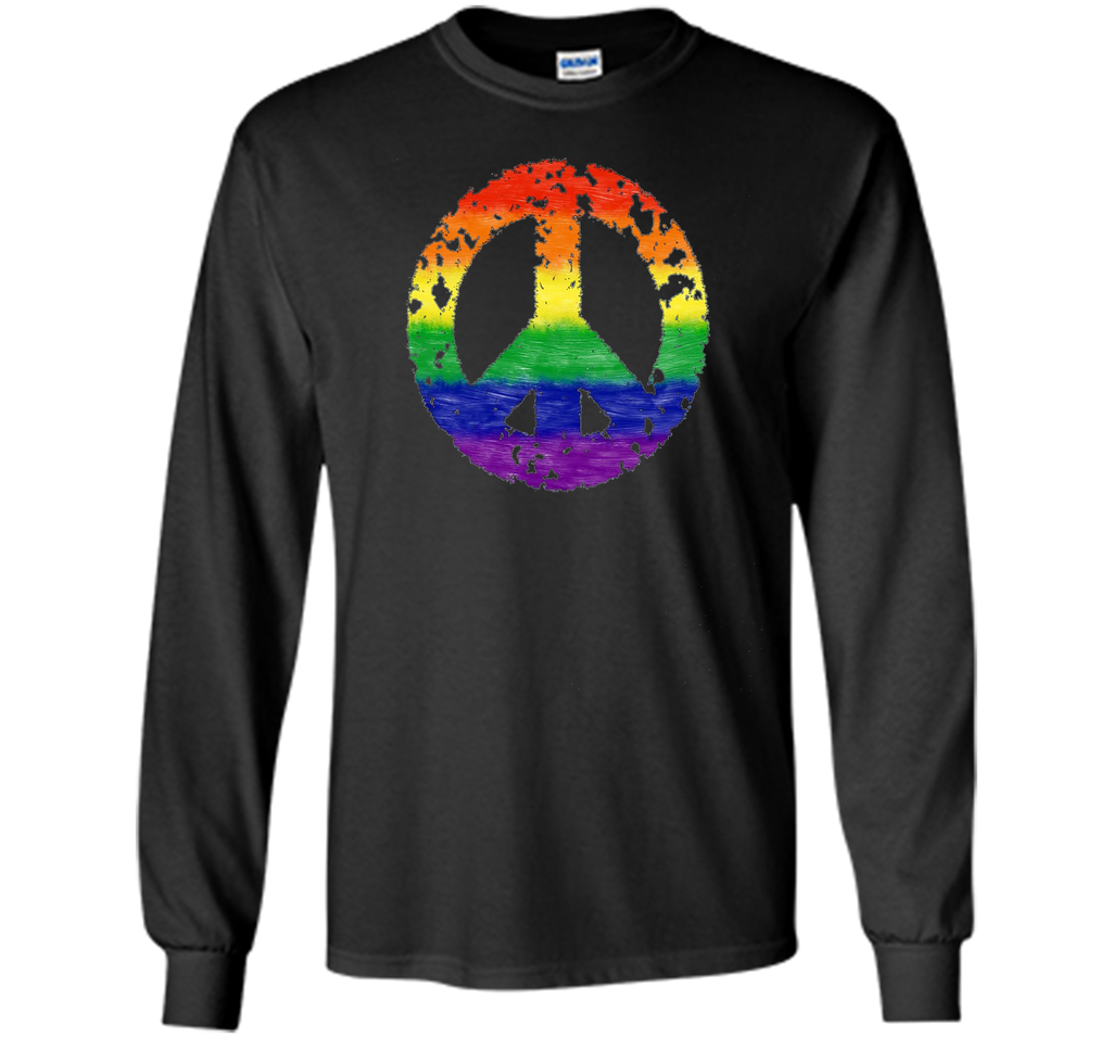 Groovy Rainbow Peace Sign Gay Pride Retro T-Shirt