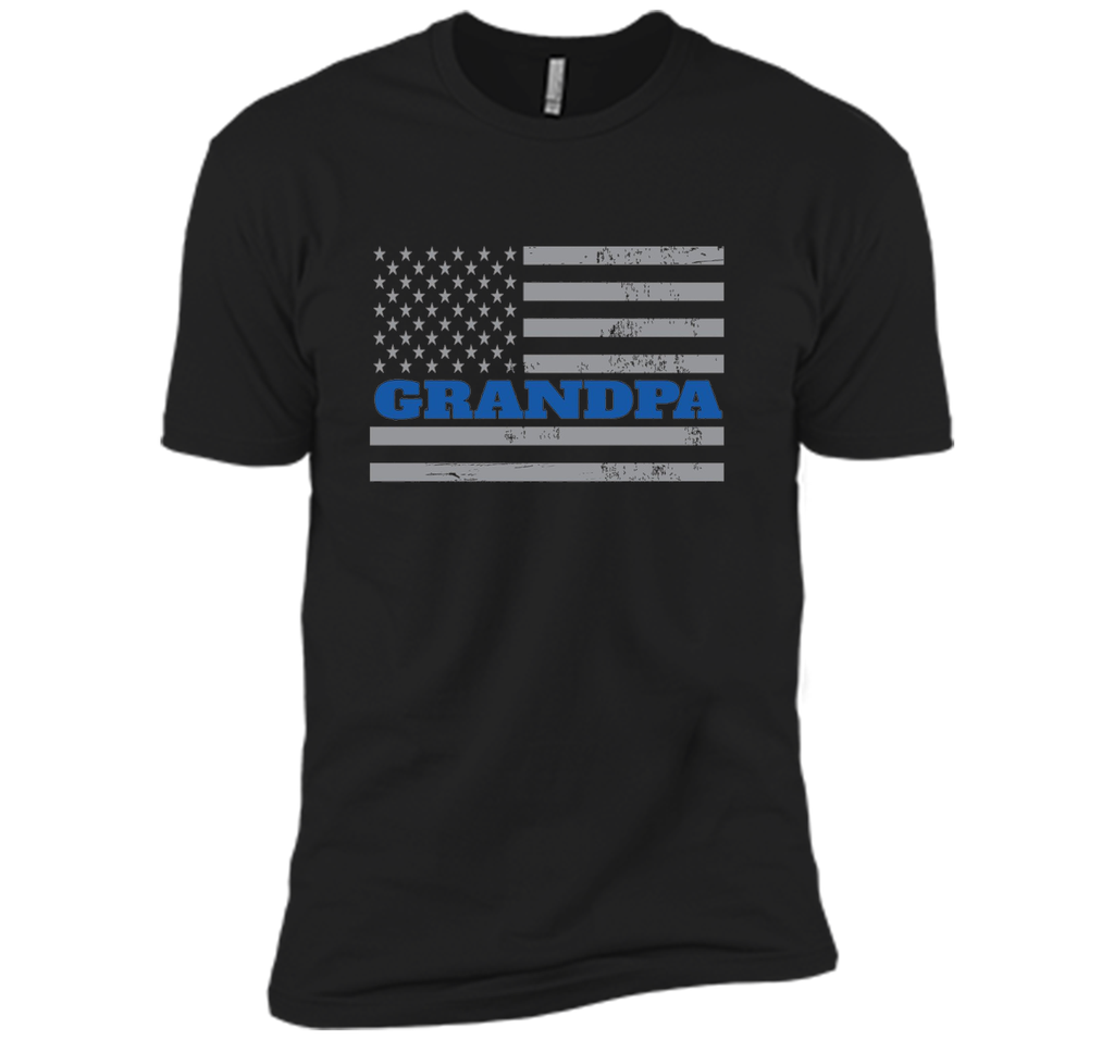 Mens Grandpa Blue Line American Flag Father's Day T-Shirt