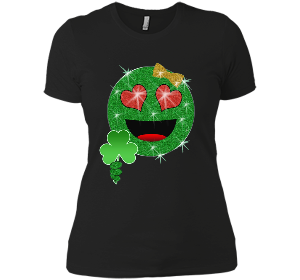 St. Patrick's Day Heart Eyes Emoji T-Shirt for Girls