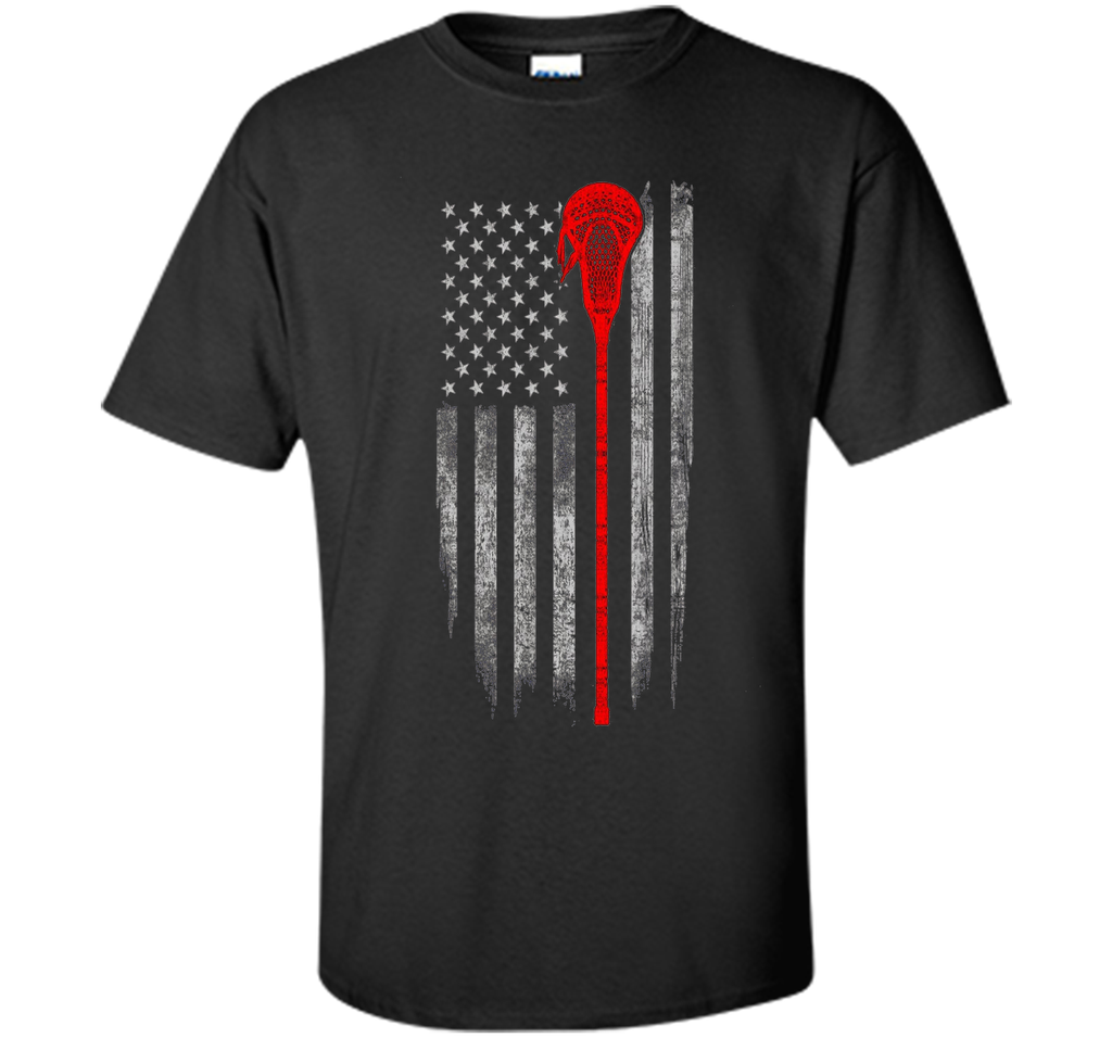 Lacrosse American Flag T-Shirt - Lacrosse Stick Flag T Shirt
