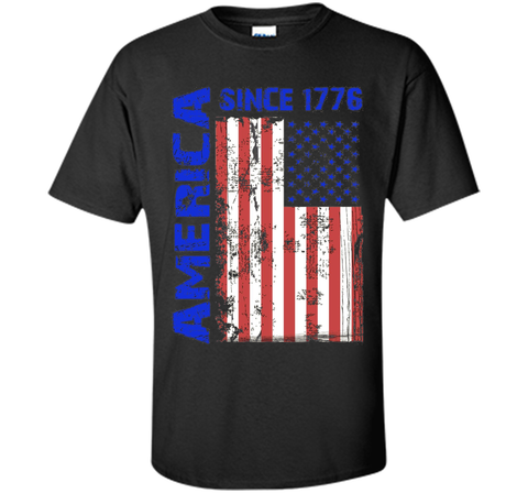 America Since 1776 Flag Tshirt Blue Red White Day 4th of Jul